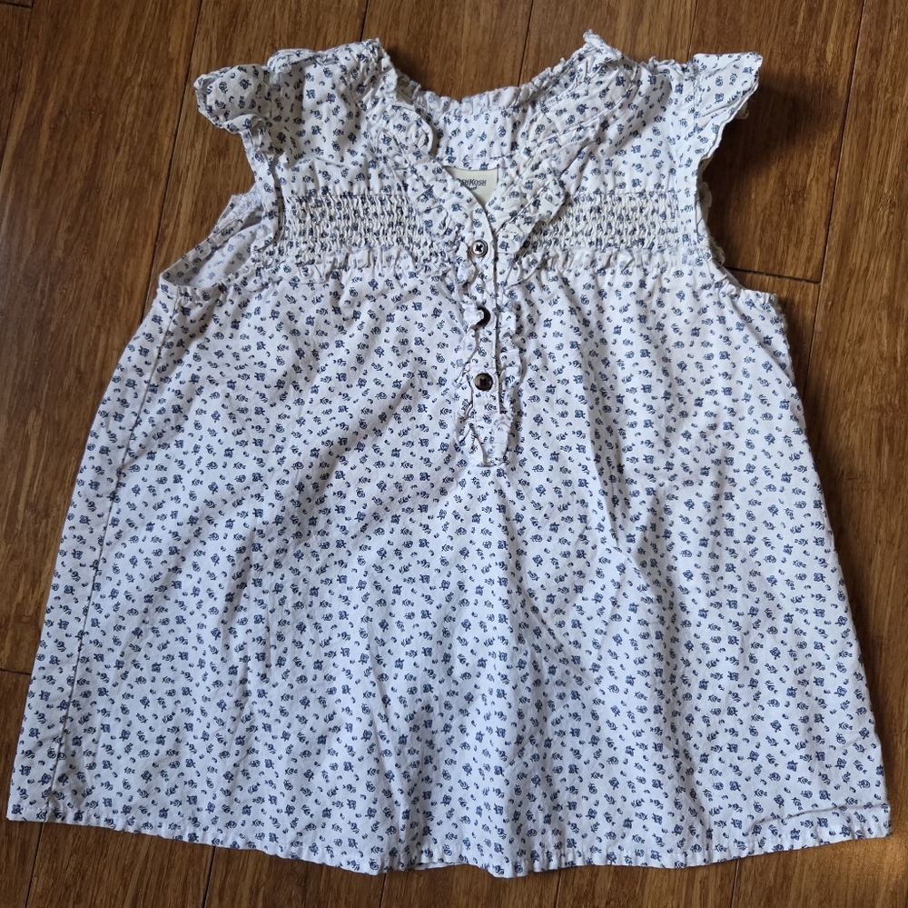 Floral Sleeveless Top with Ruffle Details Size 8 100% Cotton